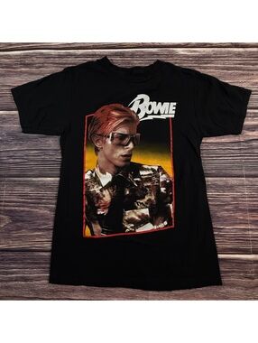 David Bowie T-Shirt Unisex Small Black Sunglasses Photo Licensed Band Tee Cotton